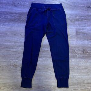 Uniqlo Cotton Navy Blue Elastic+Drawstring Waist 4-Pocket  Ribbed Cuffed